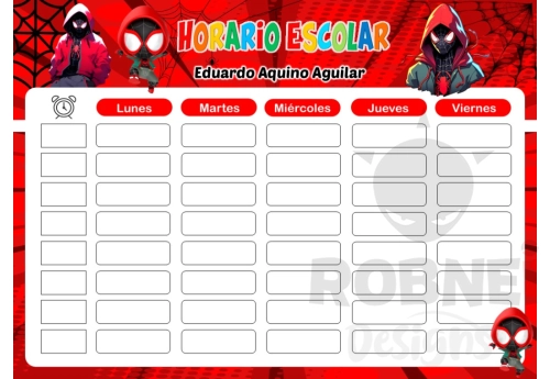 Spiderman Miles Morales Horario Escolar